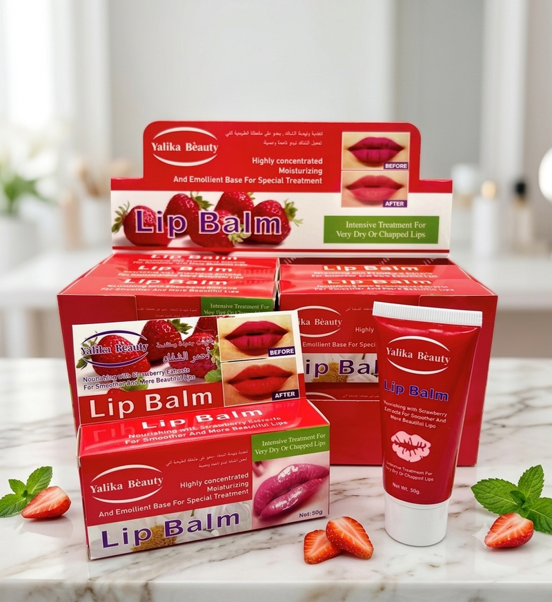 Yalika Beauty Strawberry Lip Balm Intensive Treatment for Very Dry & Chapped Lips (50g)
