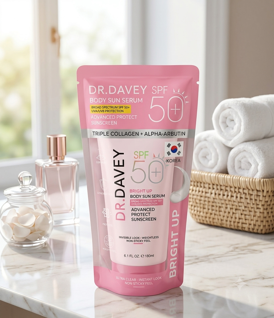 Dr. Davey Bright Up Body Sun Serum SPF 50+ PA Triple Collagen & Alpha-Arbutin Sunscreen (180ml)