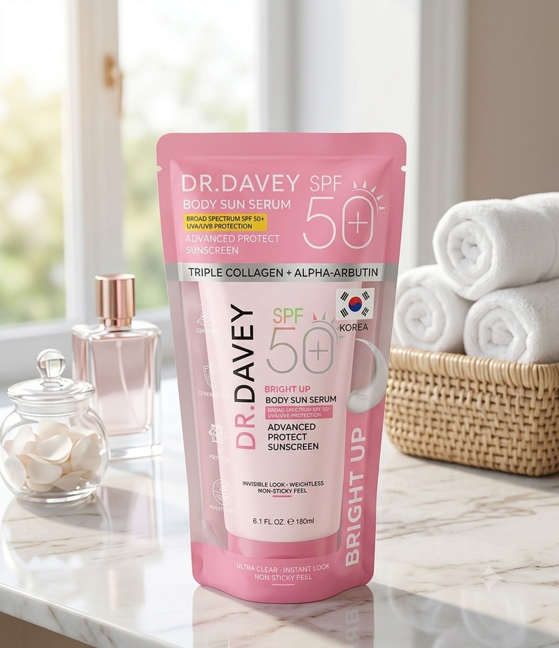 Dr. Davey Bright Up Body Sun Serum SPF 50+ PA Triple Collagen & Alpha-Arbutin Sunscreen (180ml)
