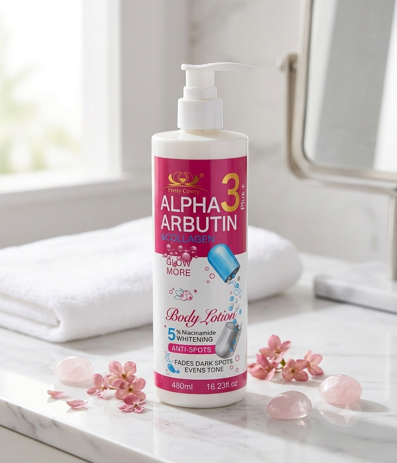 Pretty Cowry Alpha Arbutin 3 Plus & Collagen Body Lotion with 5% Niacinamide Anti Spot & Brightening Moisturizer (480ml)