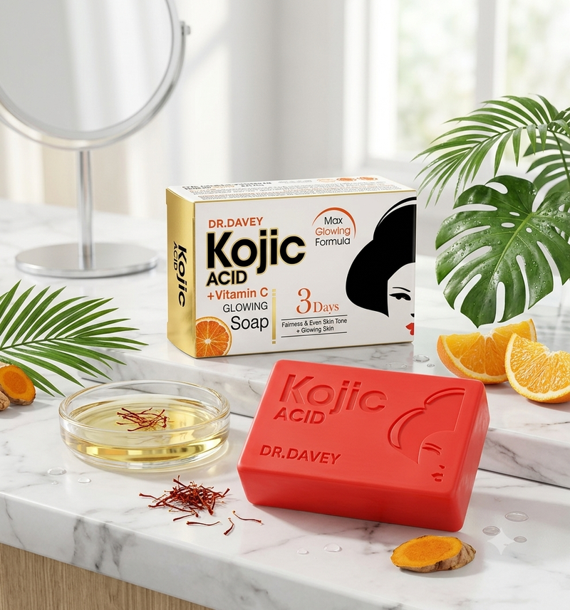 Dr. Davey Kojic Acid + Vitamin C Glowing Soap – 3 Days Fairness, Dark Spot Corrector & Skin Brightening Bar