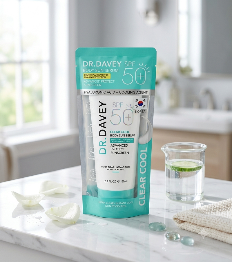 Dr. Davey Clear Cool Body Sun Serum SPF 50+ PA Hyaluronic Acid & Cooling Agent Sunscreen (180ml)