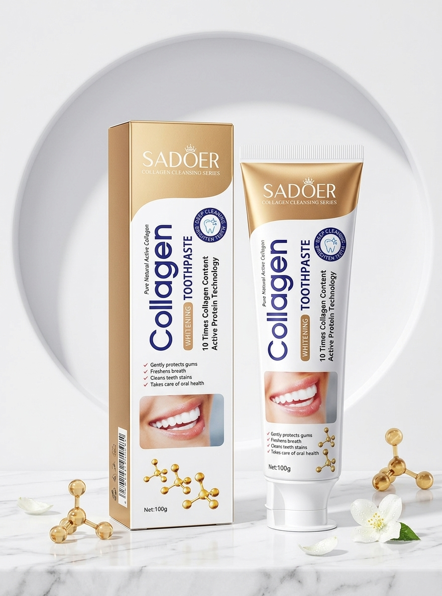 SADOER Collagen Whitening Toothpaste – Pure Natural Active Collagen & Active Protein Technology (100g)