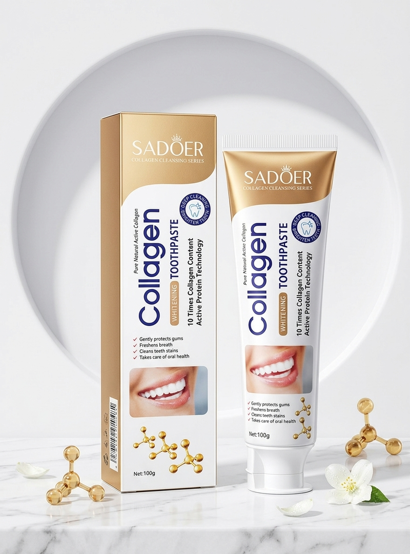 SADOER Collagen Whitening Toothpaste – Pure Natural Active Collagen & Active Protein Technology (100g)