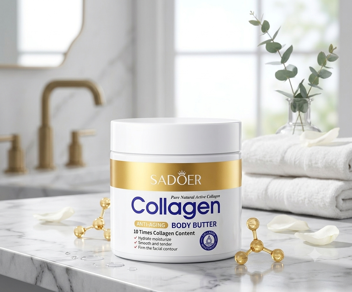 SADOER Collagen Anti-Aging Body Butter – Pure Natural Active Collagen Deep Moisturizer (10x Collagen Content)