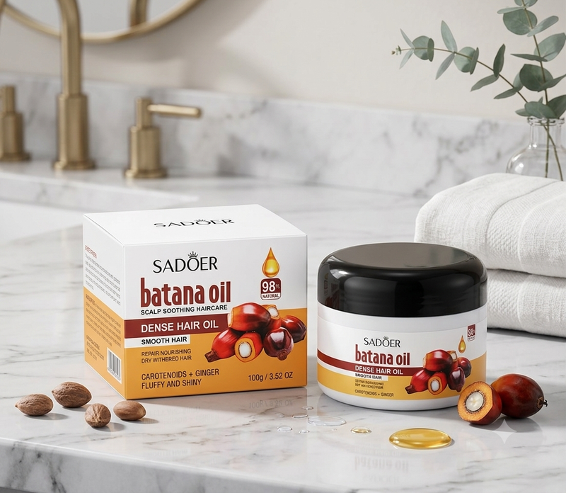 SADOER 98% Natural Batana Oil Scalp Soothing Dense Hair Oil – Carotenoids & Ginger Hair Butter for Dry, Withered Hair (100g)