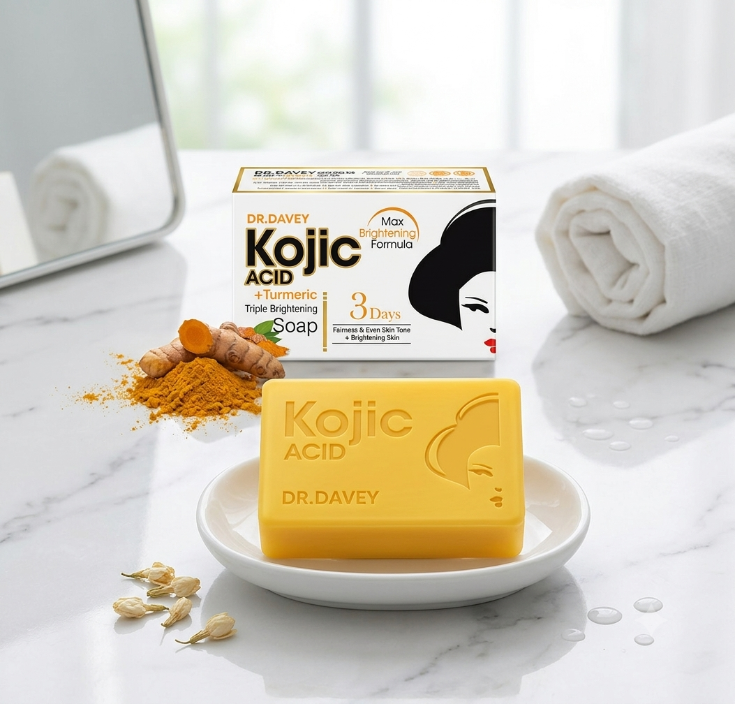 Dr. Davey Kojic Acid + Turmeric Triple Brightening Soap – Max Brightening Formula for Dark Spots & Even Skin Tone