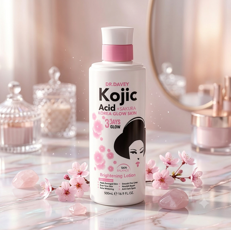 DR.DAVEY Kojic Acid + Sakura Korea Glow Skin Brightening Lotion (500ml)